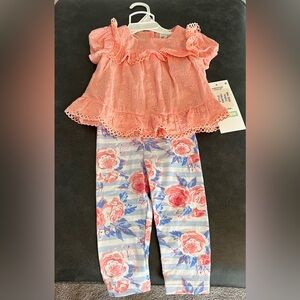 NWT Rare Editions 2-piece short sleeve top with pants.